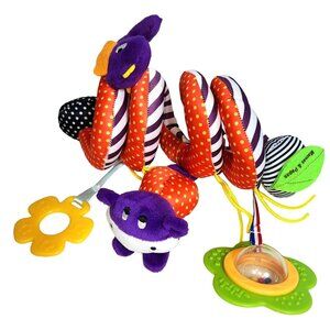 Mamas and Papas Activity Spiral Stroller Travel Toy Plush Birds Cow Rattle